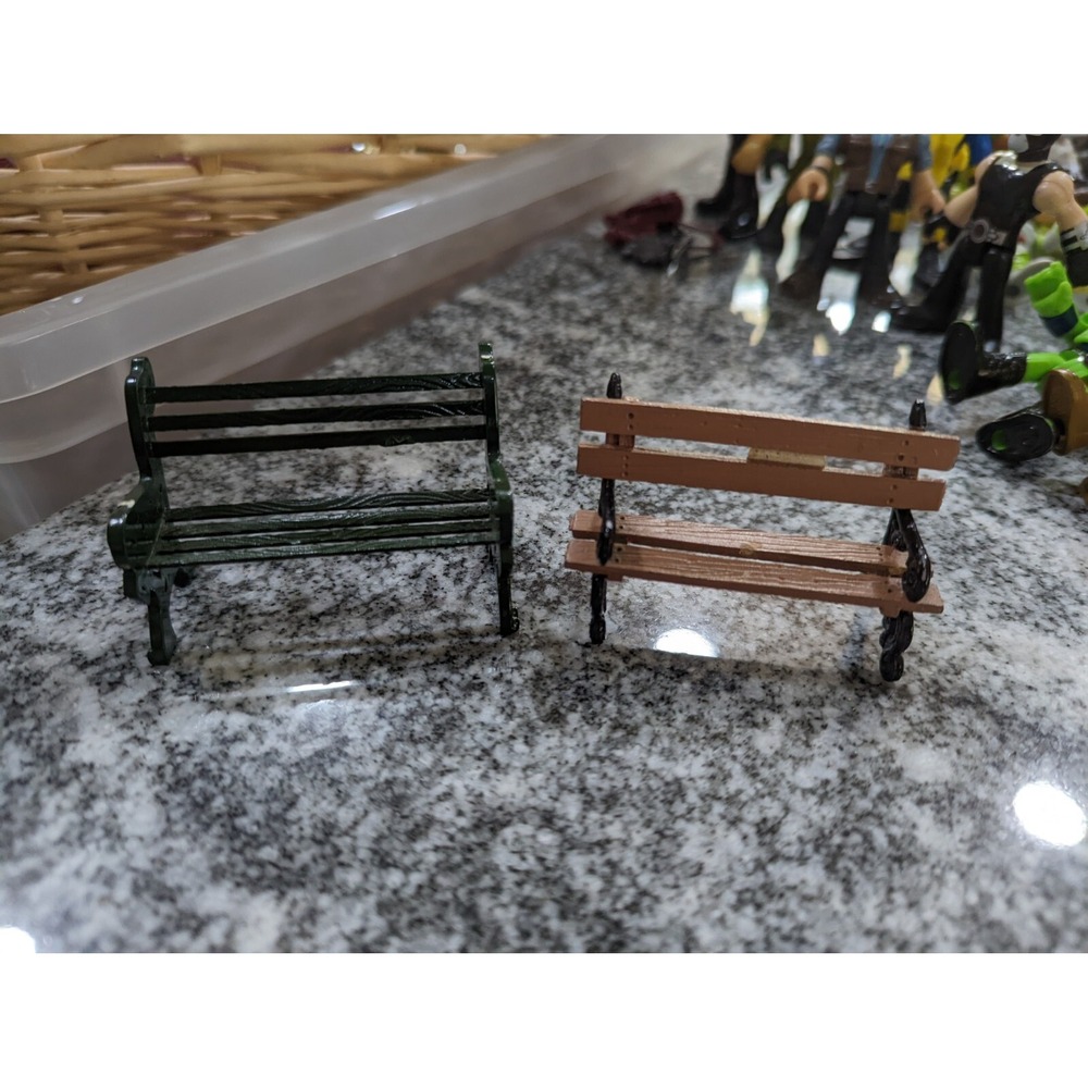 Vintage Dept. 56 & Lefton Metal Park Benches Christmas Snow Village